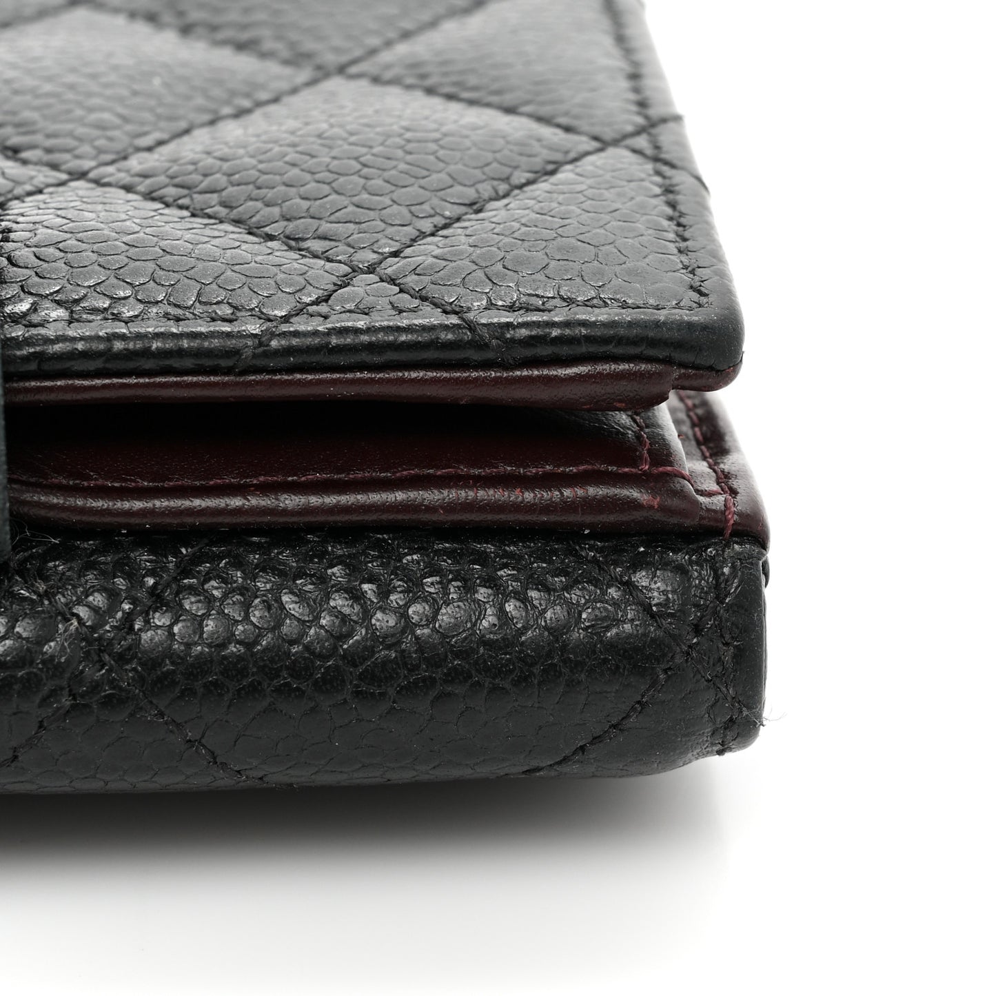 Caviar Quilted Compact French Flap Wallet Black