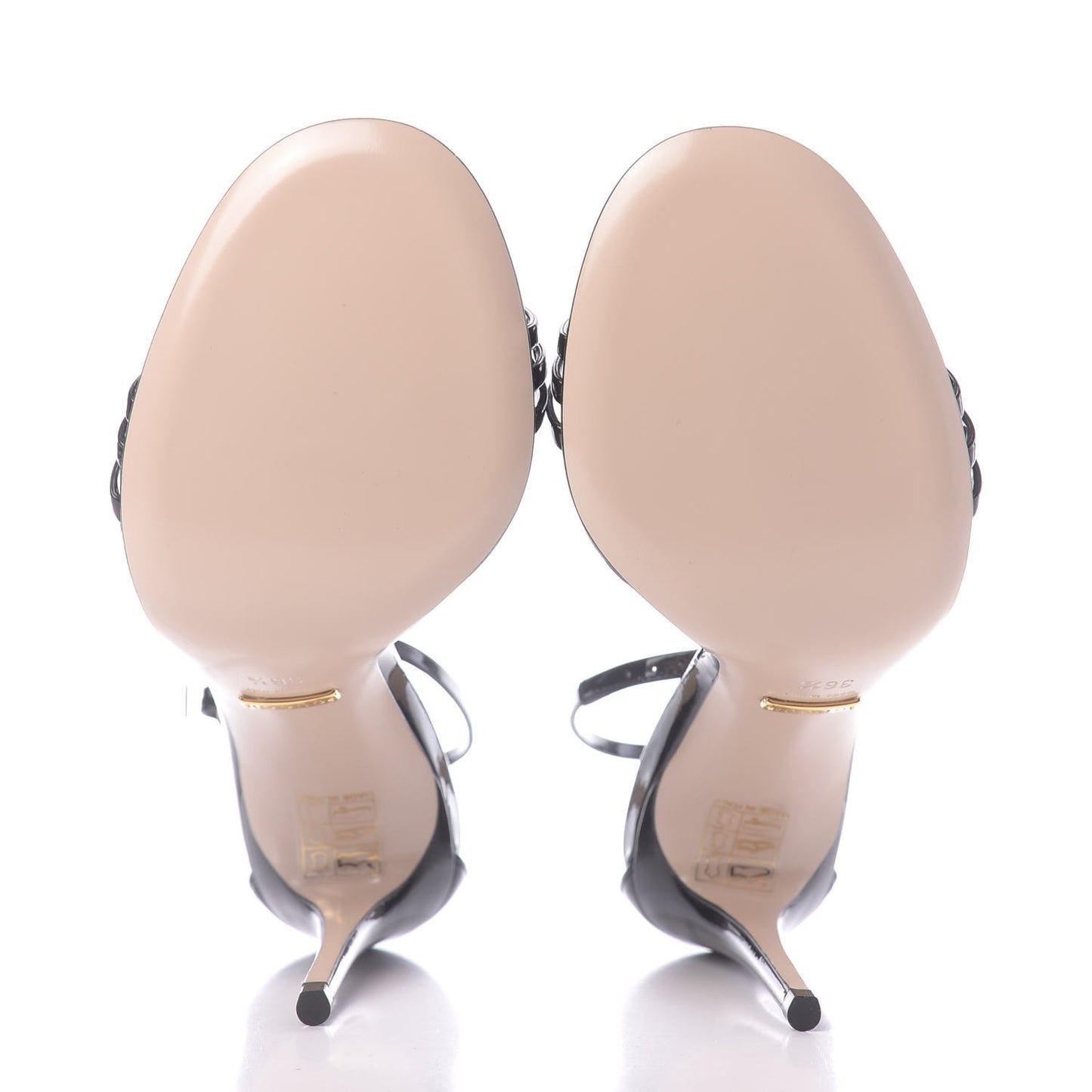 Patent Crystal Removable Bow Sandals 36.5 Black