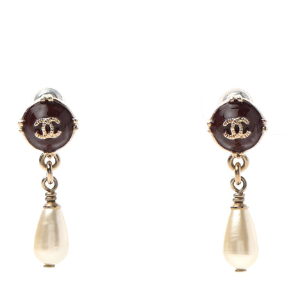 Chanel Resin Pearl CC Drop Earrings Red 1 of 4