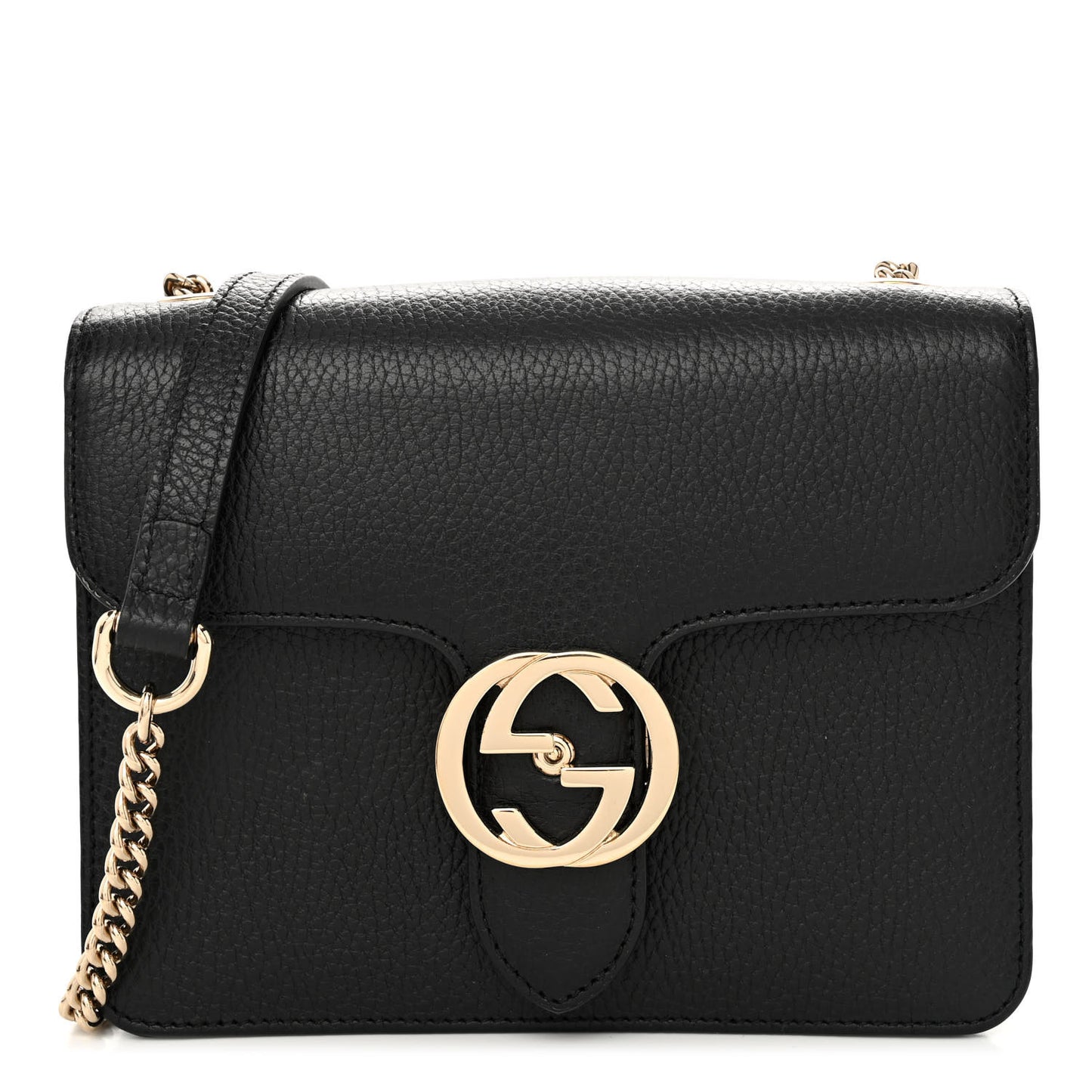 Dollar Calfskin Small Interlocking G Shoulder Bag Black