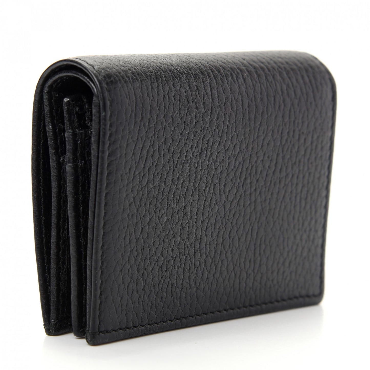 Pebbled Calfskin Butterfly Card Case Black