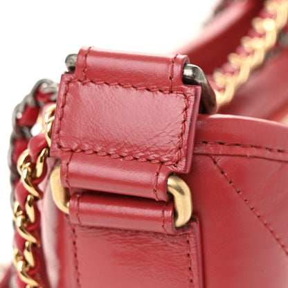 Chanel Aged Calfskin Chevron Quilted Small Gabrielle Hobo Red 11 of 12