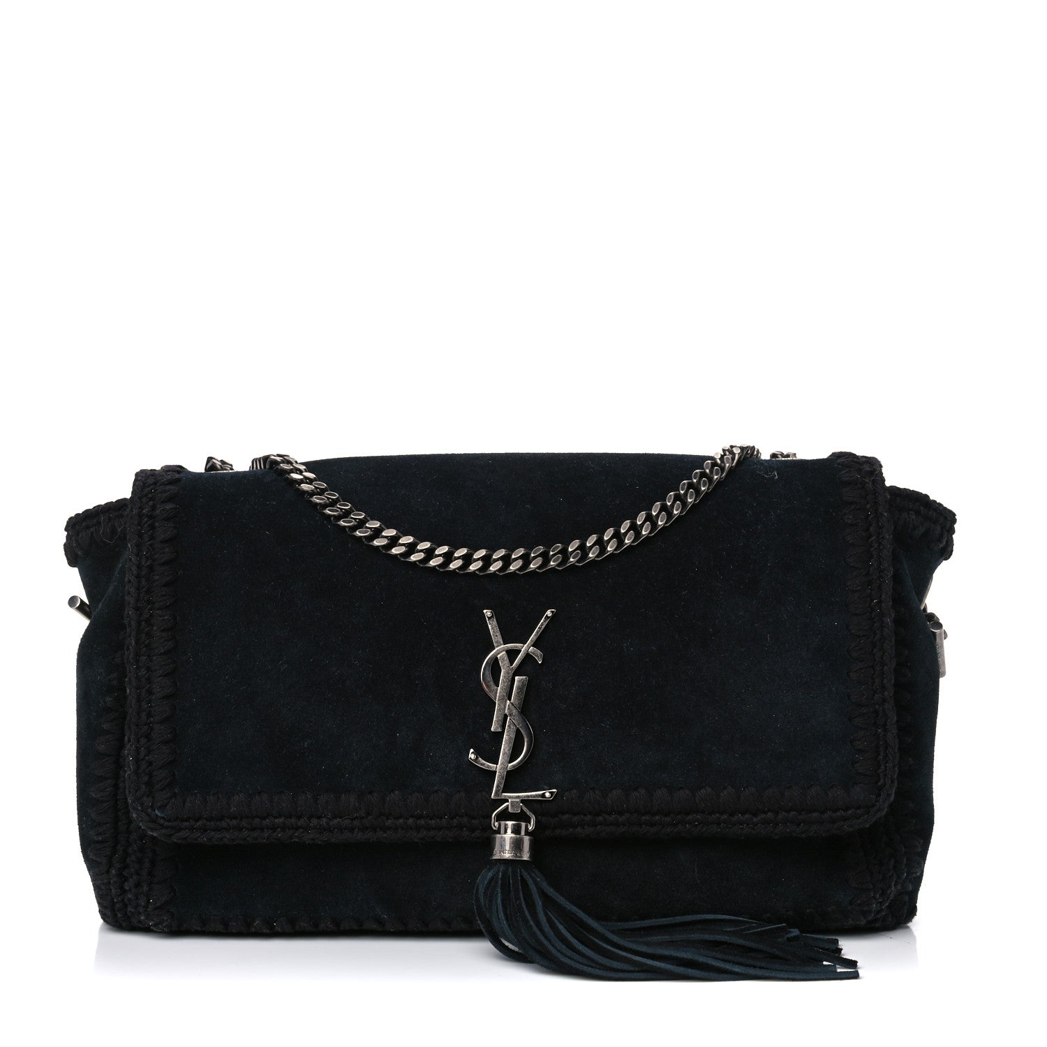 Saint Laurent Suede Monogram Medium Kate Whipstitch Shoulder Bag Black 1 of 10