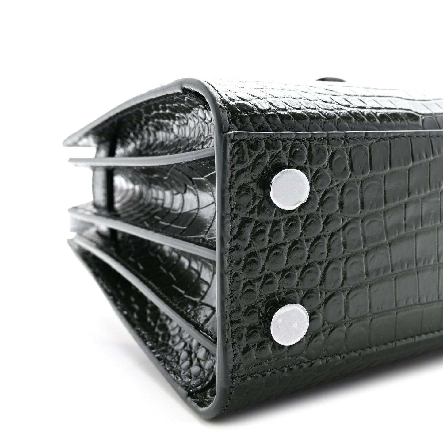 Calfskin Crocodile Embossed Nano Sac De Jour Dark Green