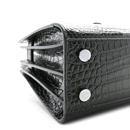 Saint Laurent Calfskin Crocodile Embossed Nano Sac De Jour Dark Green 9 of 10