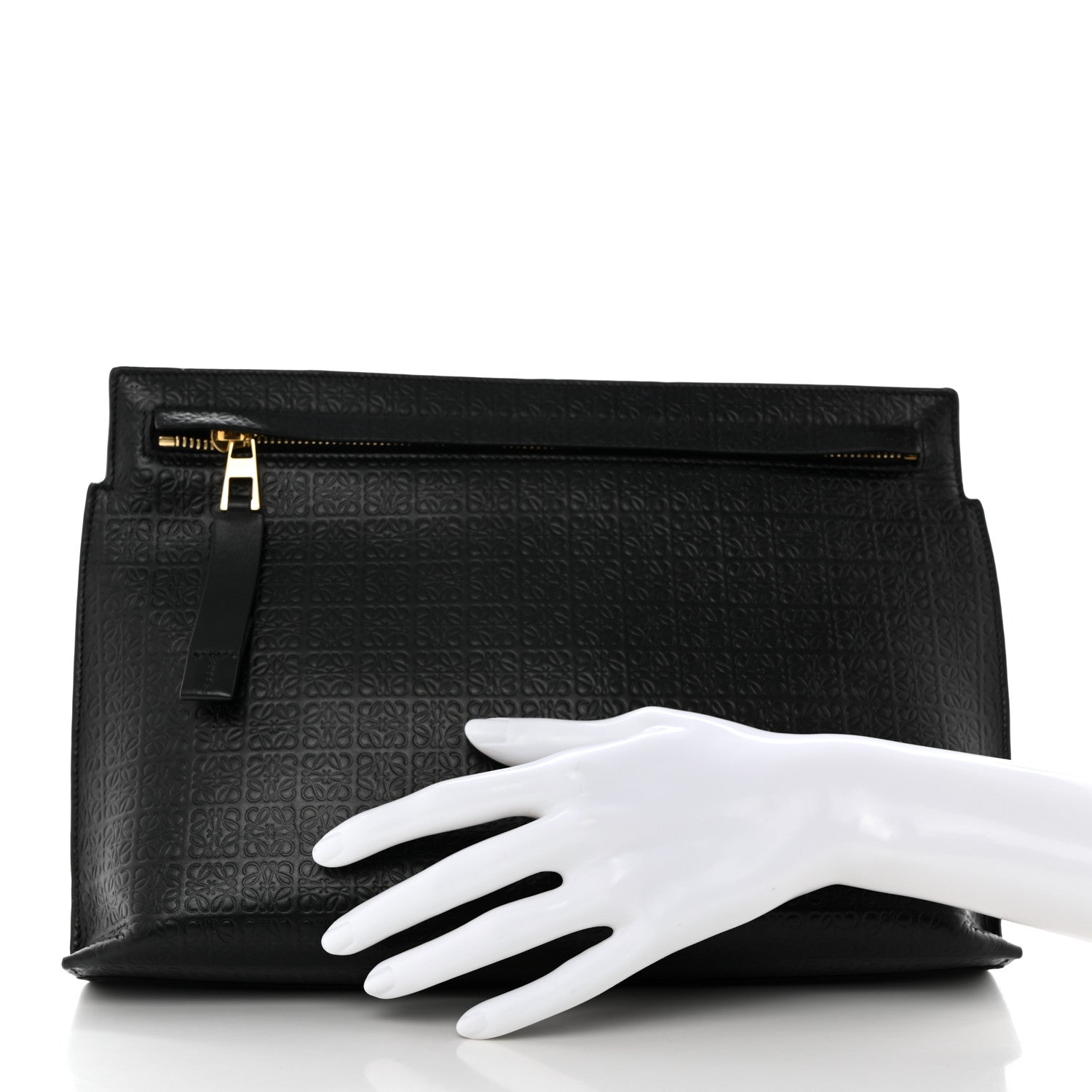 Loewe Calfskin Embossed Repeat T Pouch Black 2 of 6