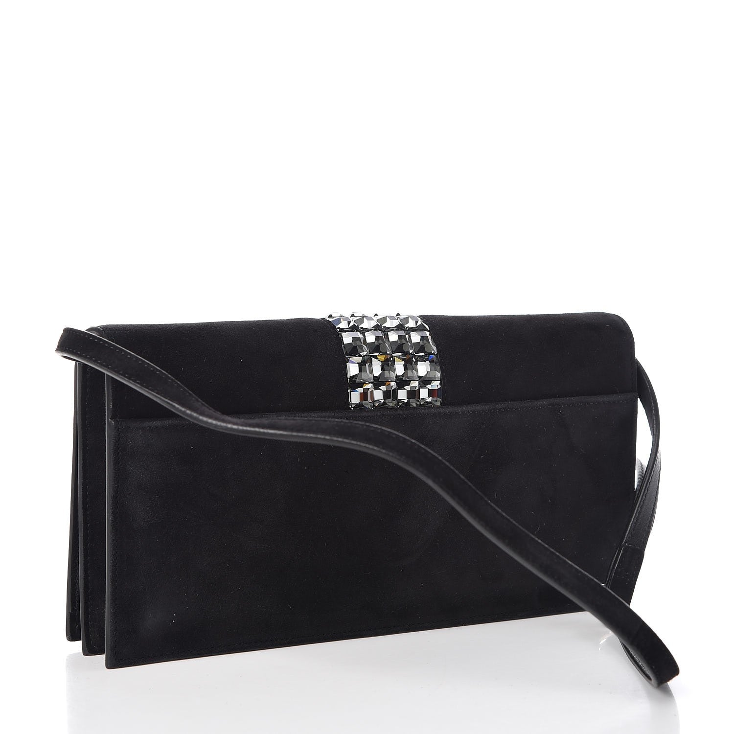 Gucci Suede Crystal Broadway Clutch Black 3 of 7