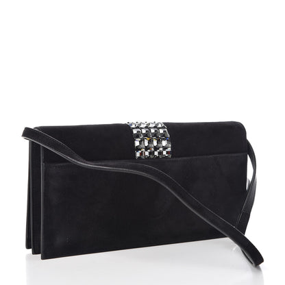 Gucci Suede Crystal Broadway Clutch Black 3 of 7