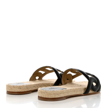 Hermes Nappa Famosa Espadrille Sandals 36 Black 4 of 8