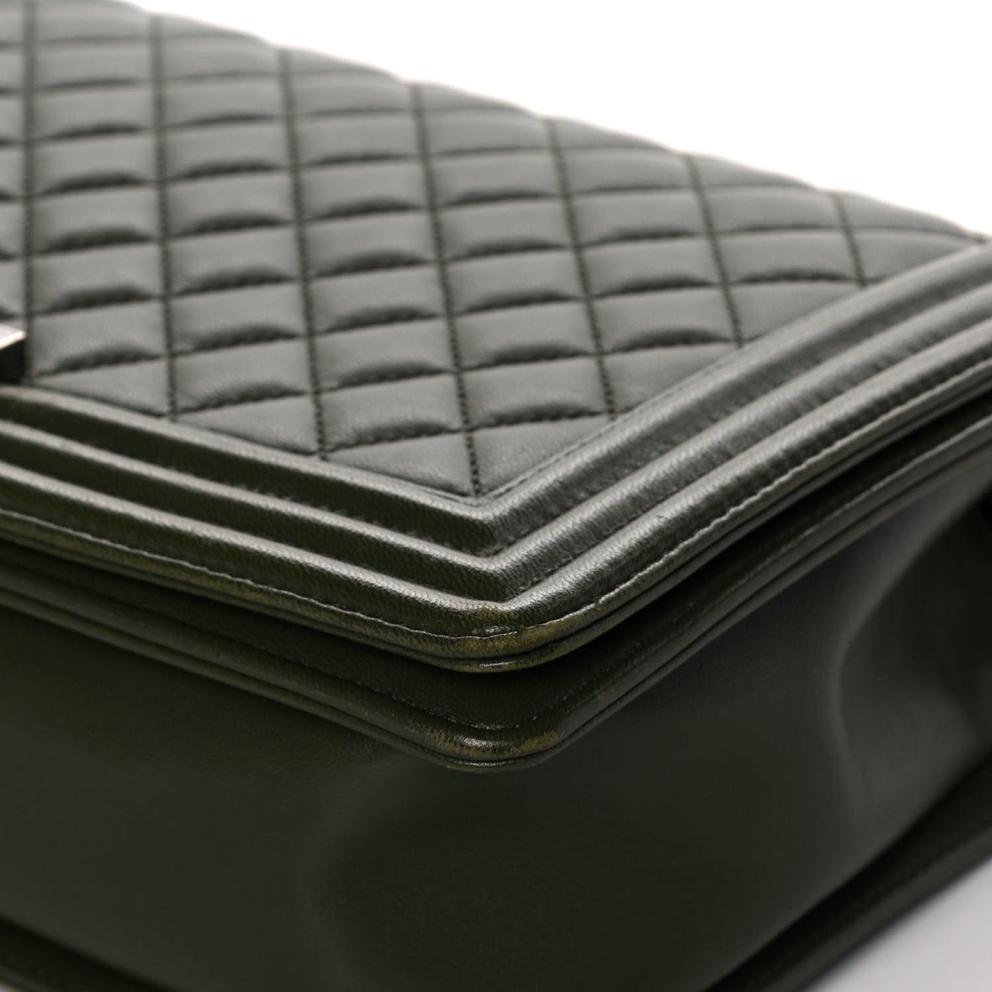 Lambskin Quilted New Medium Boy Flap Dark Green