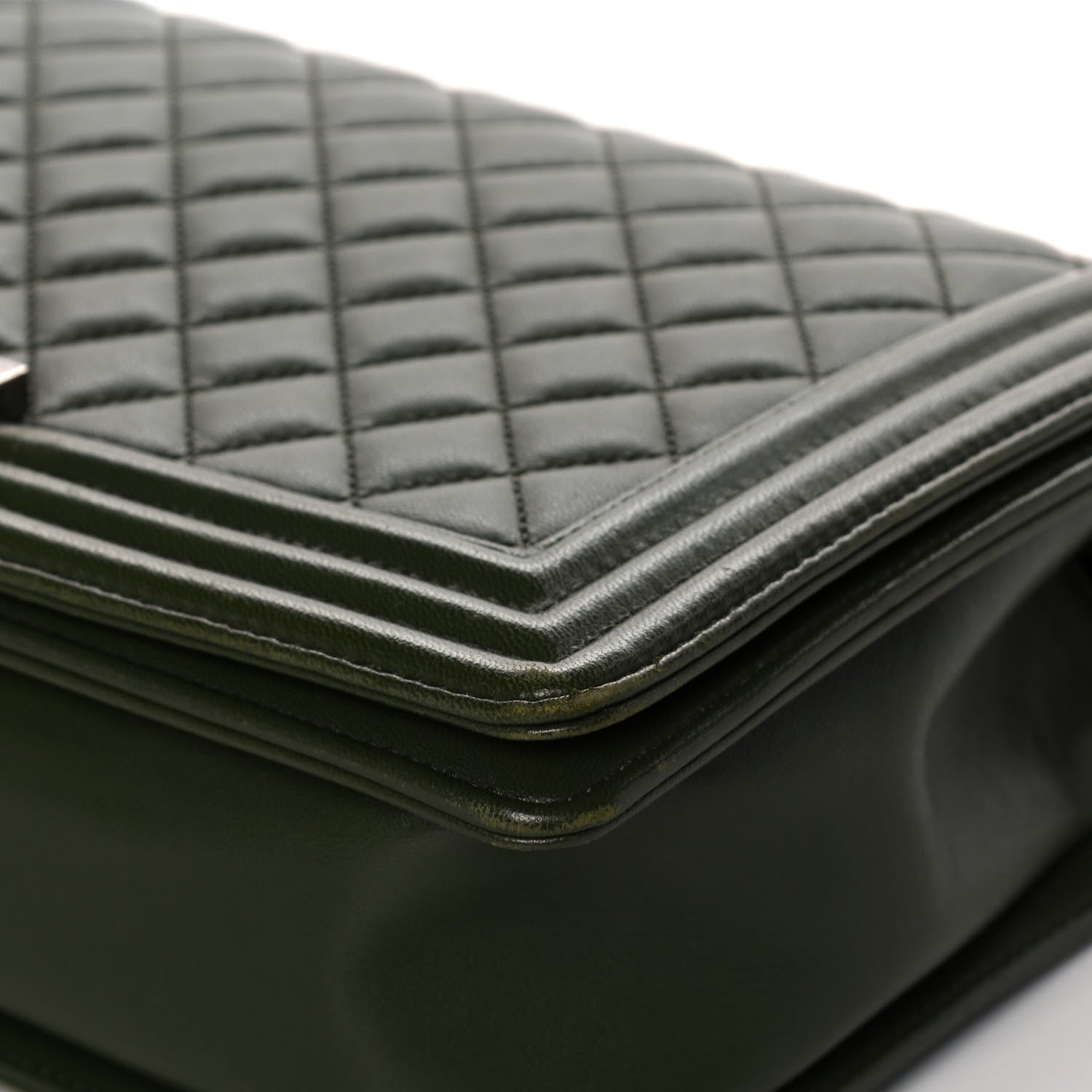 Chanel Lambskin Quilted New Medium Boy Flap Dark Green 10 of 16