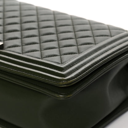 Chanel Lambskin Quilted New Medium Boy Flap Dark Green 10 of 16