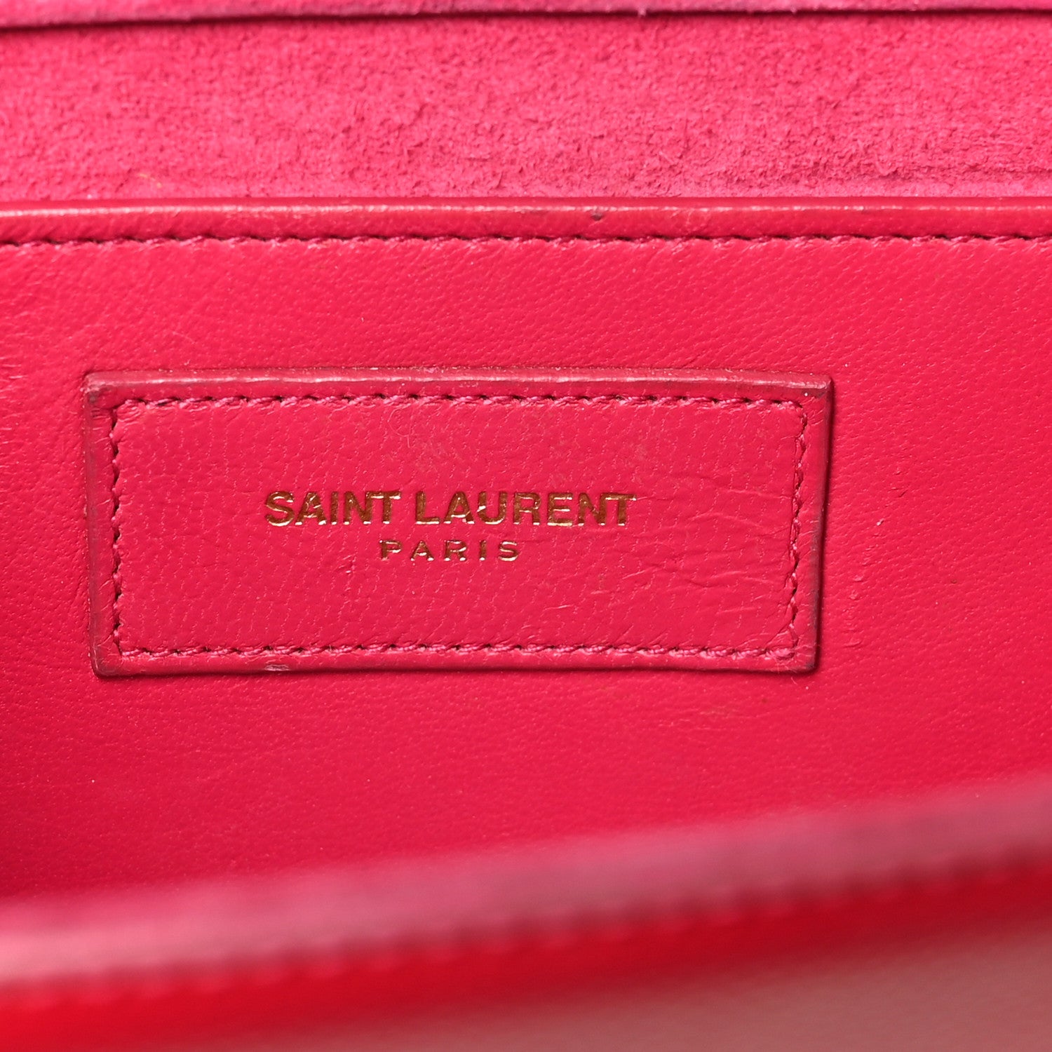 Saint Laurent Patent Grain De Poudre Classic Monogram Cassandre Clutch Fuchsia 6 of 11