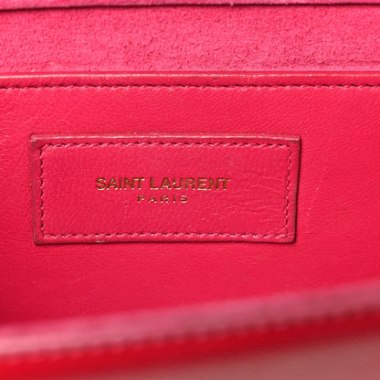 Saint Laurent Patent Grain De Poudre Classic Monogram Cassandre Clutch Fuchsia 6 of 11