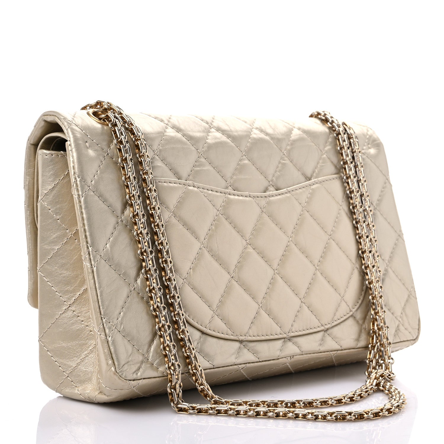 Chanel Metallic Aged Calfskin Quilted 2.55 Reissue 226 Flap Pale Gold 3 of 10
