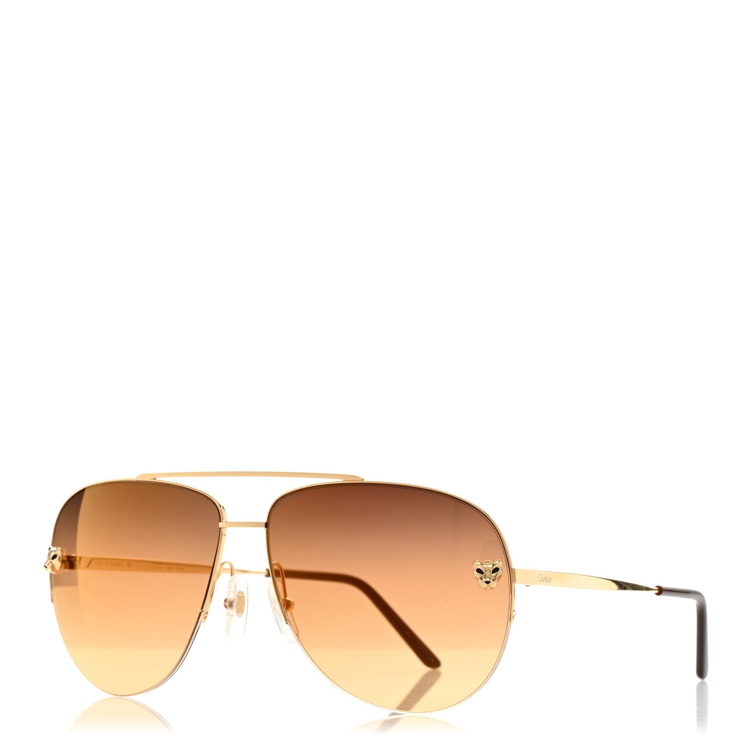 Cartier Santos de Cartier Aviator Sunglasses CT0065S Gold 1 of 7