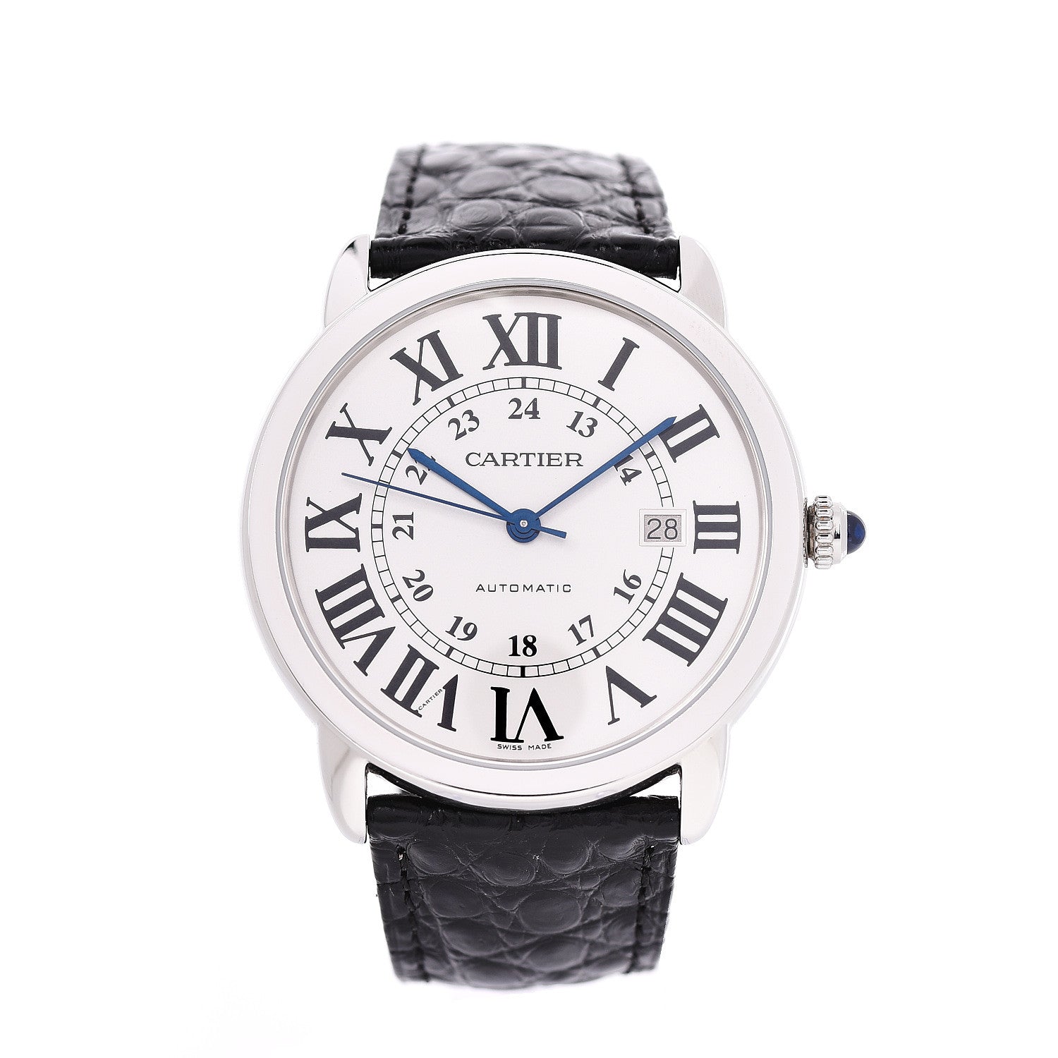 Cartier Stainless Steel Alligator 42mm Ronde Solo Automatic Watch 1 of 9