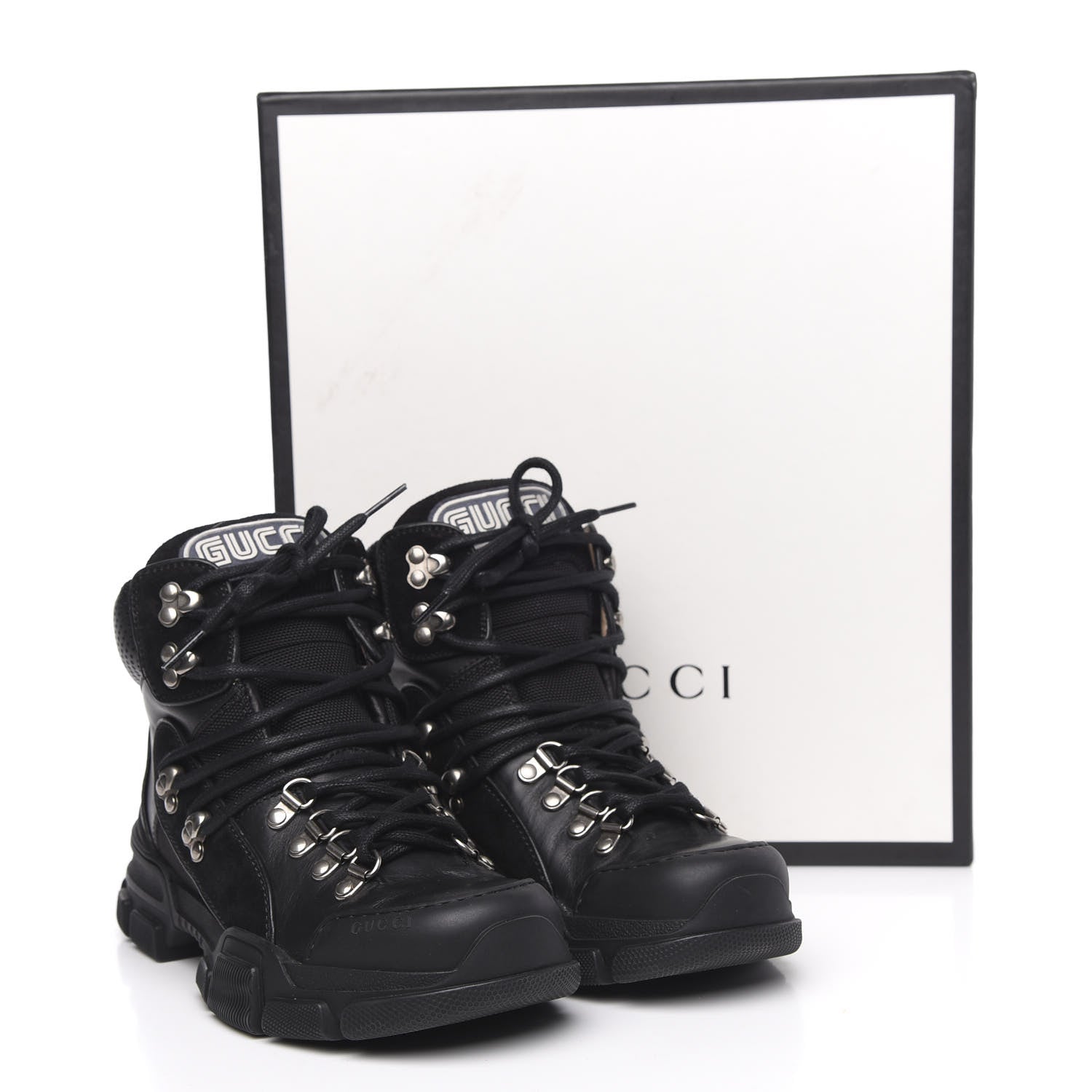 Gucci X SEGA Calfskin Suede Technical Canvas Womens Flashtrek High-Top Sneakers 37 Black 10 of 10