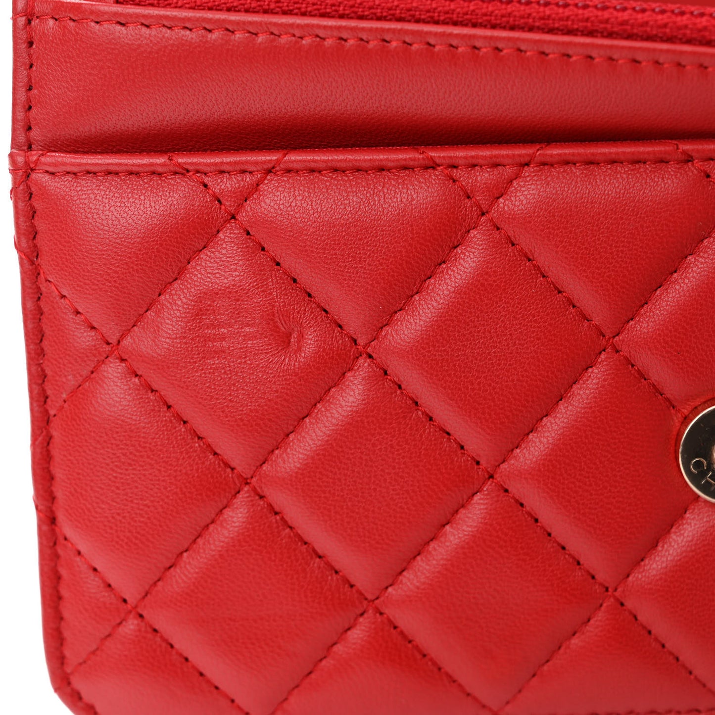 Lambskin Quilted Chain Around Wallet On Chain WOC Red