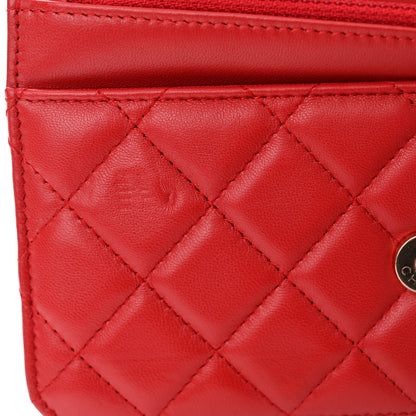 Chanel Lambskin Quilted Chain Around Wallet On Chain WOC Red 12 of 13