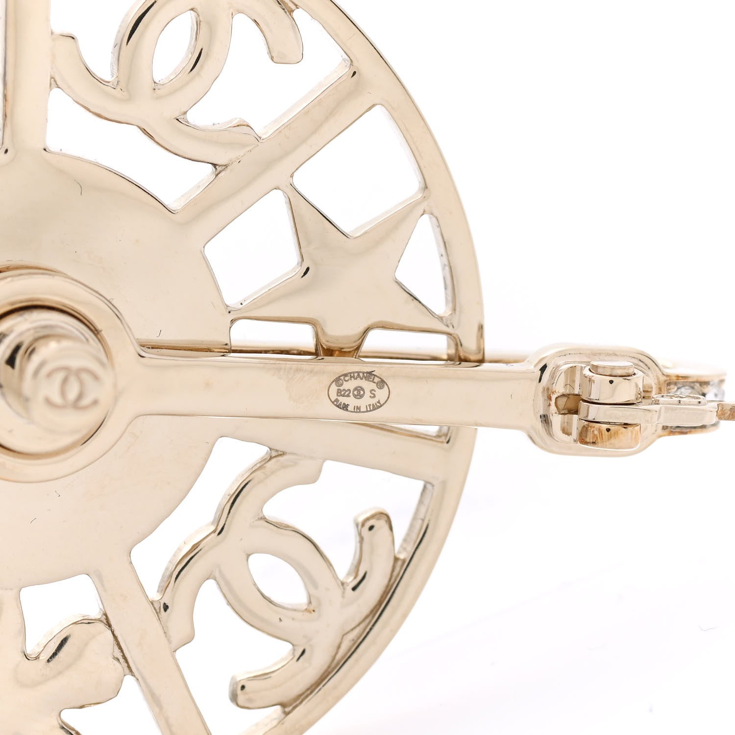 Chanel Crystal Pearl CC Charms Brooch Pearly White Gold 4 of 5