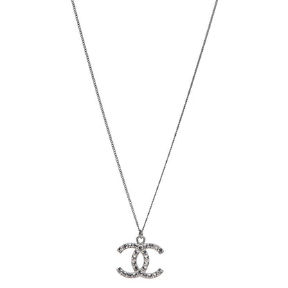 Chanel Baguette Crystal CC Necklace Silver 1 of 5