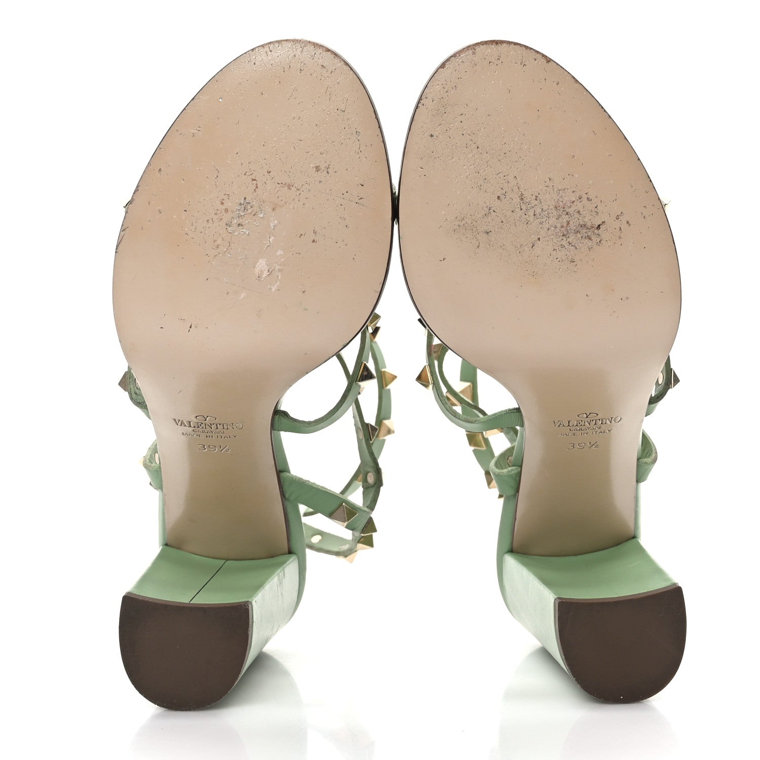 Valentino Garavani Calfskin Rockstud 90mm City Sandals 39.5 Light Green 5 of 7