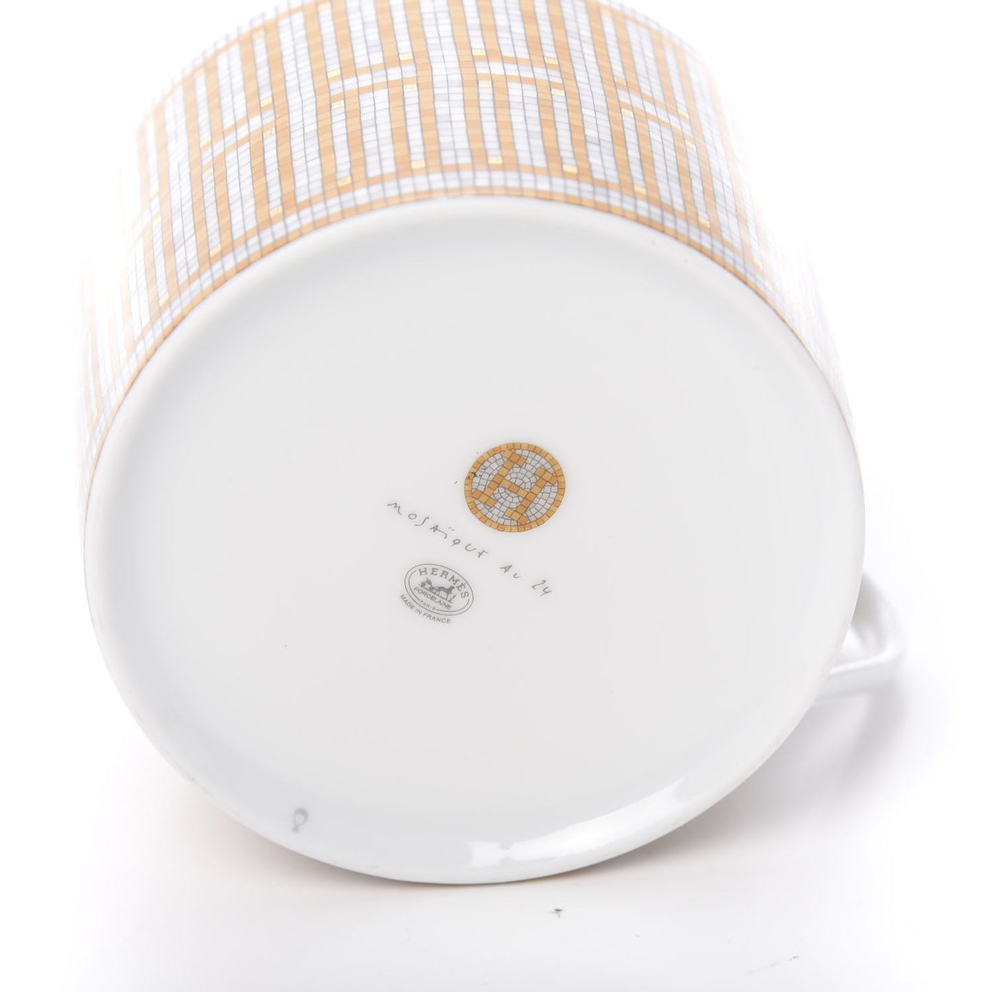 Porcelain Mosaique Au 24 Gold Tea Cup And Saucer Set Of 2