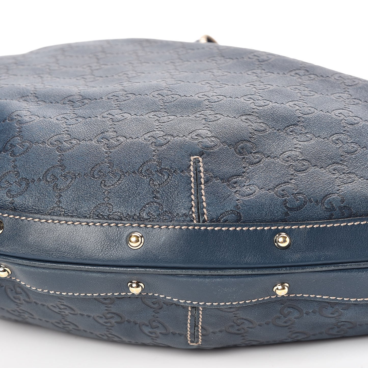 Guccissima Large Biba Studded Hobo Blue