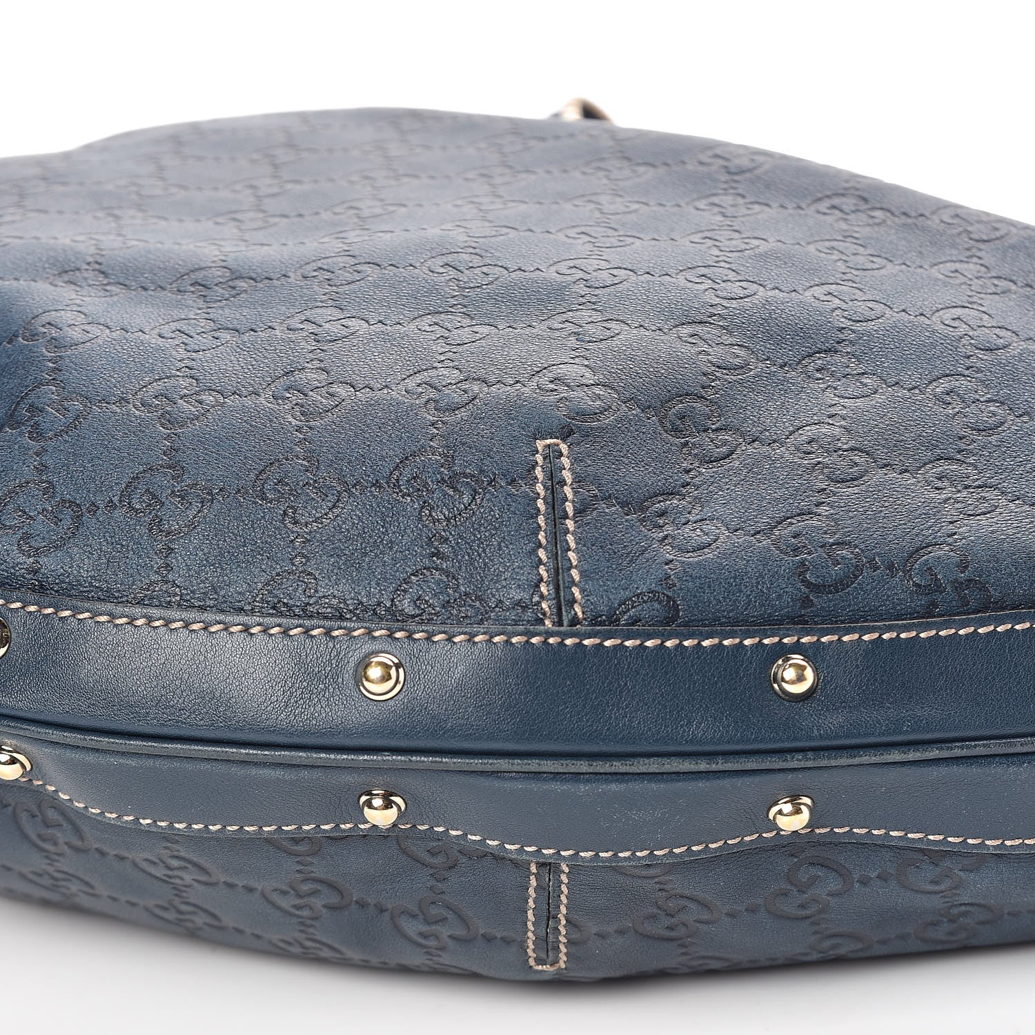 Gucci Guccissima Large Biba Studded Hobo Blue 9 of 13