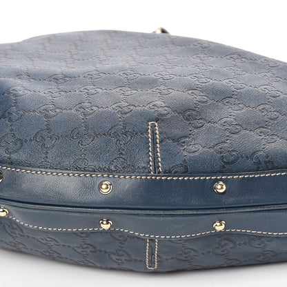 Gucci Guccissima Large Biba Studded Hobo Blue 9 of 13