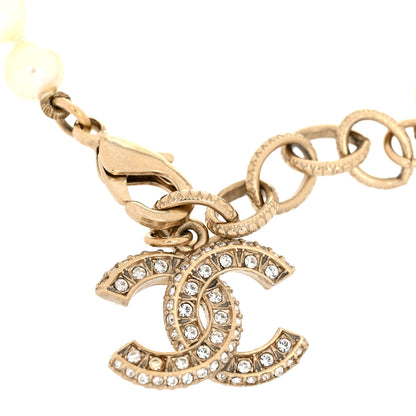 Chanel Graduated Pearl Crystal CC Bracelet Gold 4 of 5