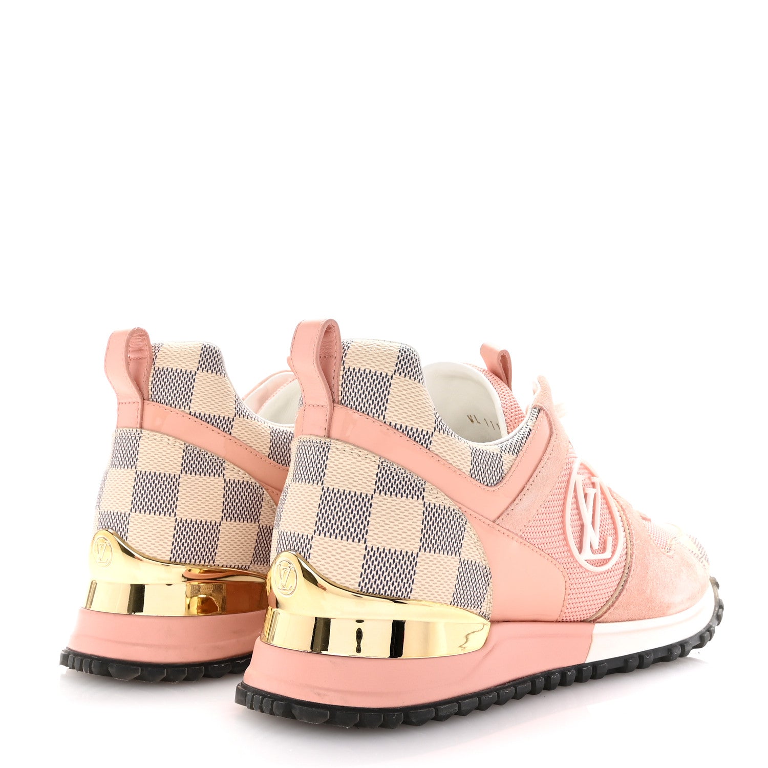 Louis Vuitton Suede Damier Azur Run Away Sneakers 37 Pink 5 of 9