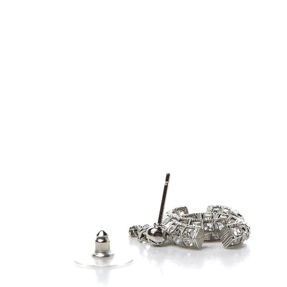 Chanel Crystal Baguette CC Dangle Earrings Silver 3 of 6