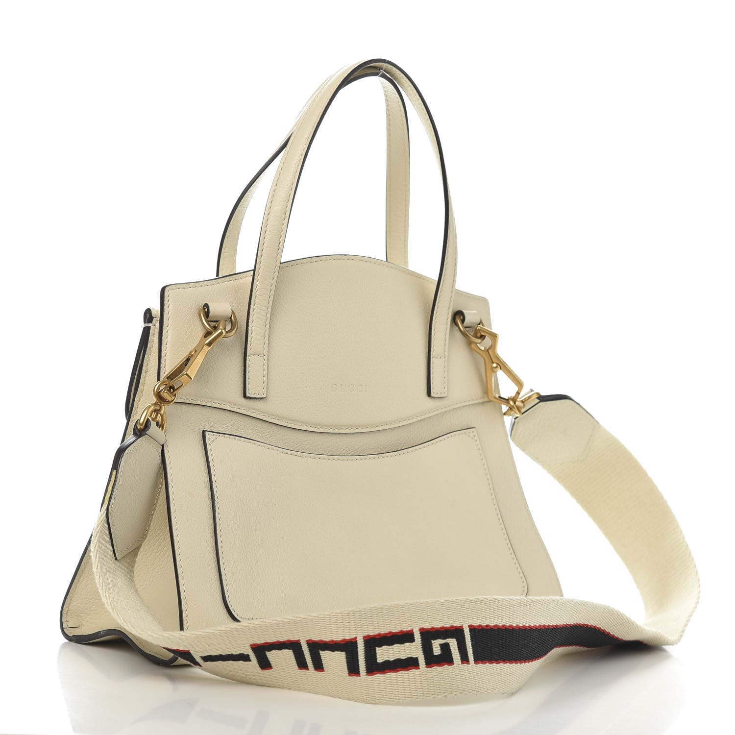 Gucci Grained Calfskin Web Stripe Butterfly Medium Totem Top Handle Bag White 3 of 13