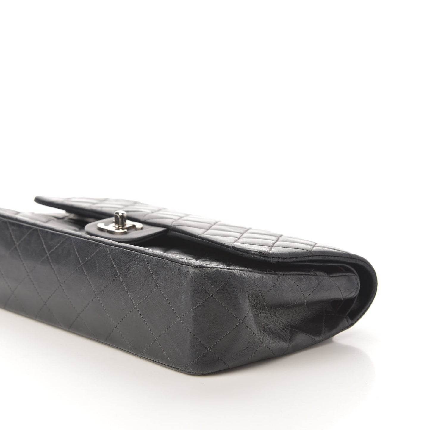 Lambskin Quilted Medium Double Flap Black