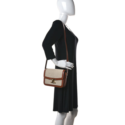 Celine Textile Calfskin Classique Triomphe Bag Natural Tan 2 of 14