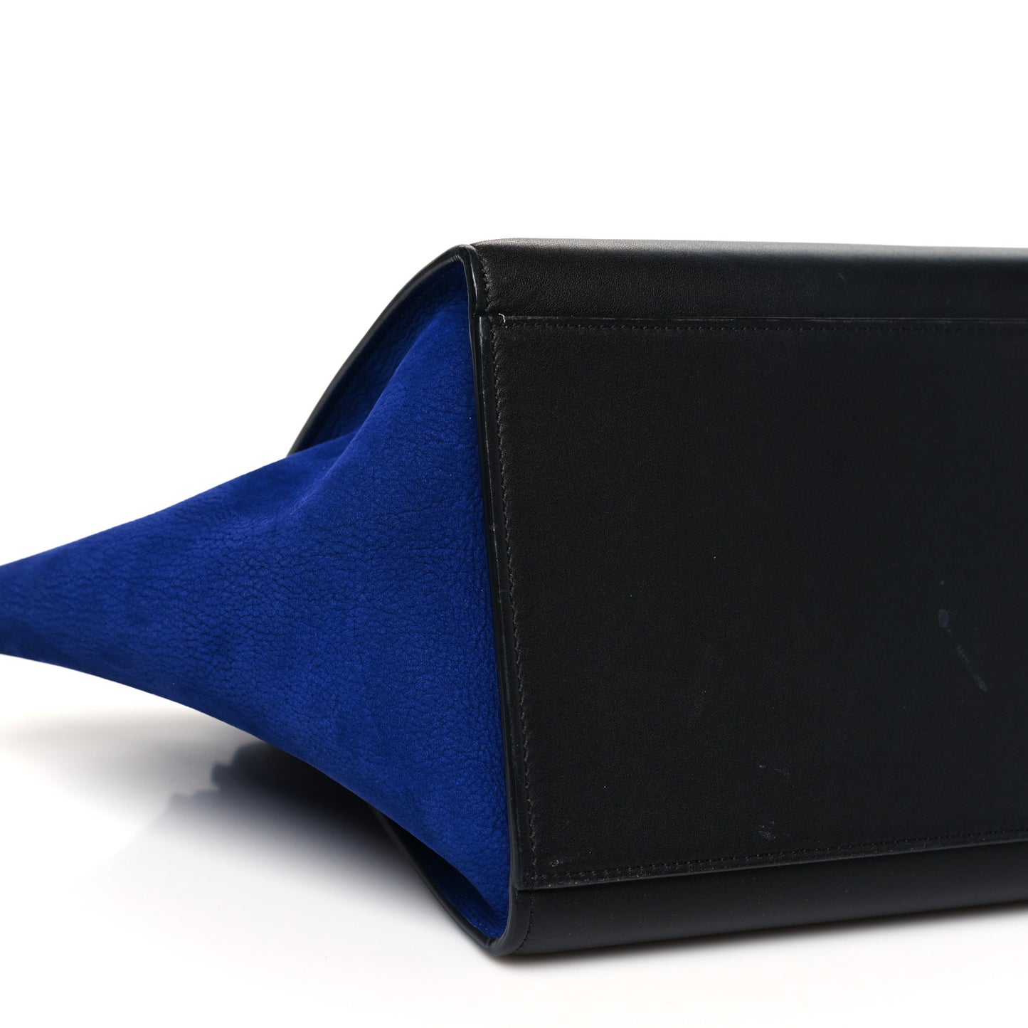 Pebbled Calfskin Suede Small Trapeze Tri-Color Cobalt