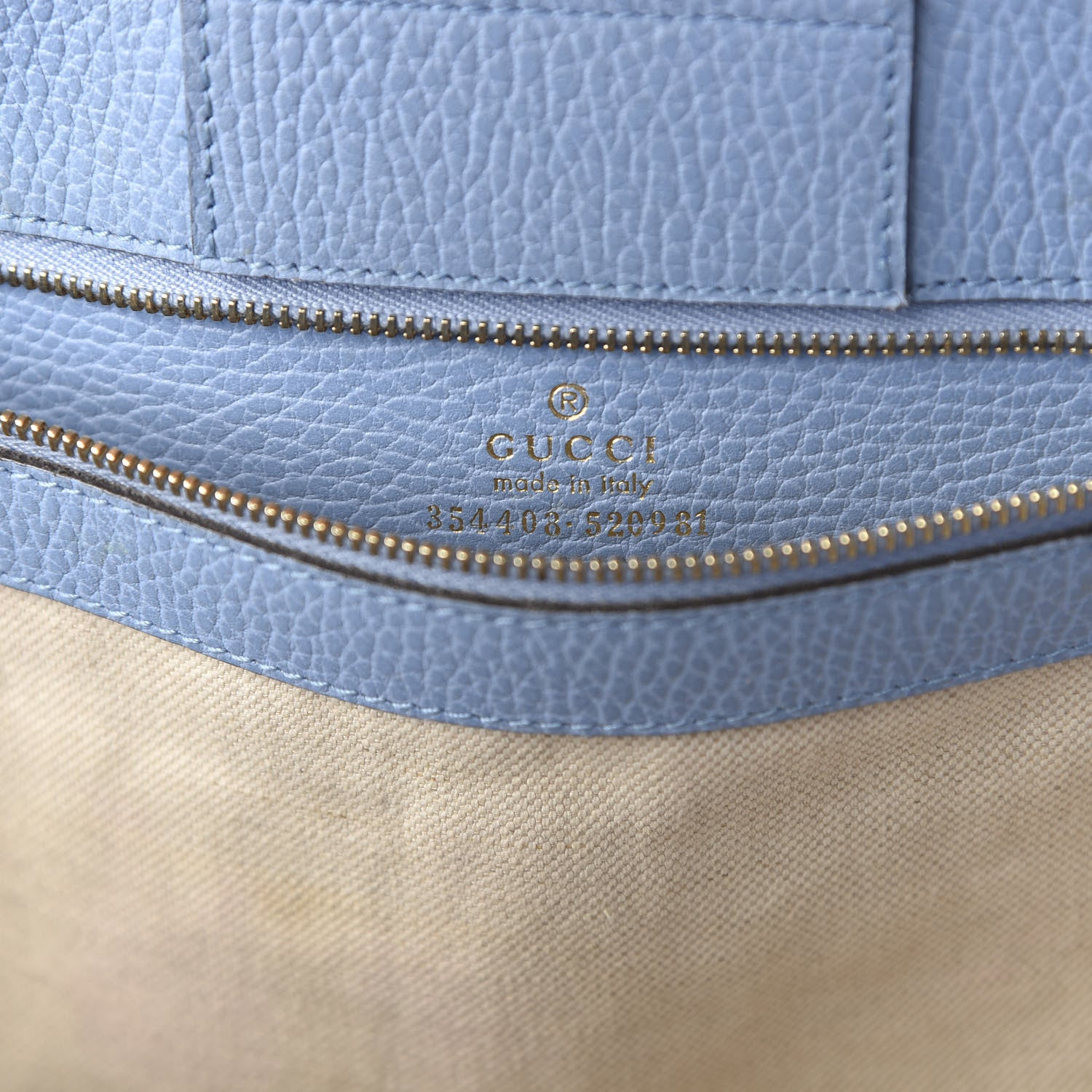 Gucci Dollar Calfskin Medium Swing Tote Camelia Mineral Blue 8 of 9