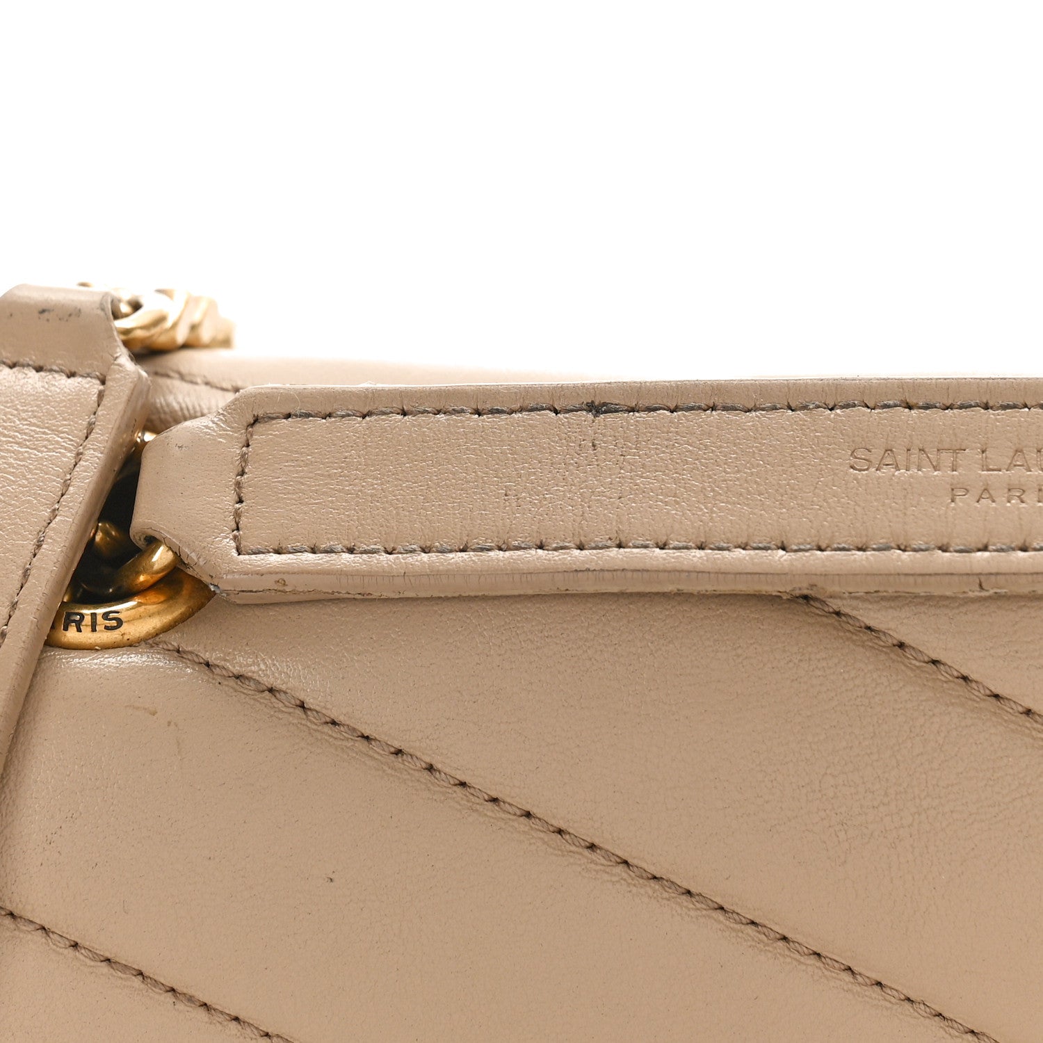 Saint Laurent Calfskin Y Quilted Monogram Medium Loulou Chain Satchel Dark Beige 15 of 21