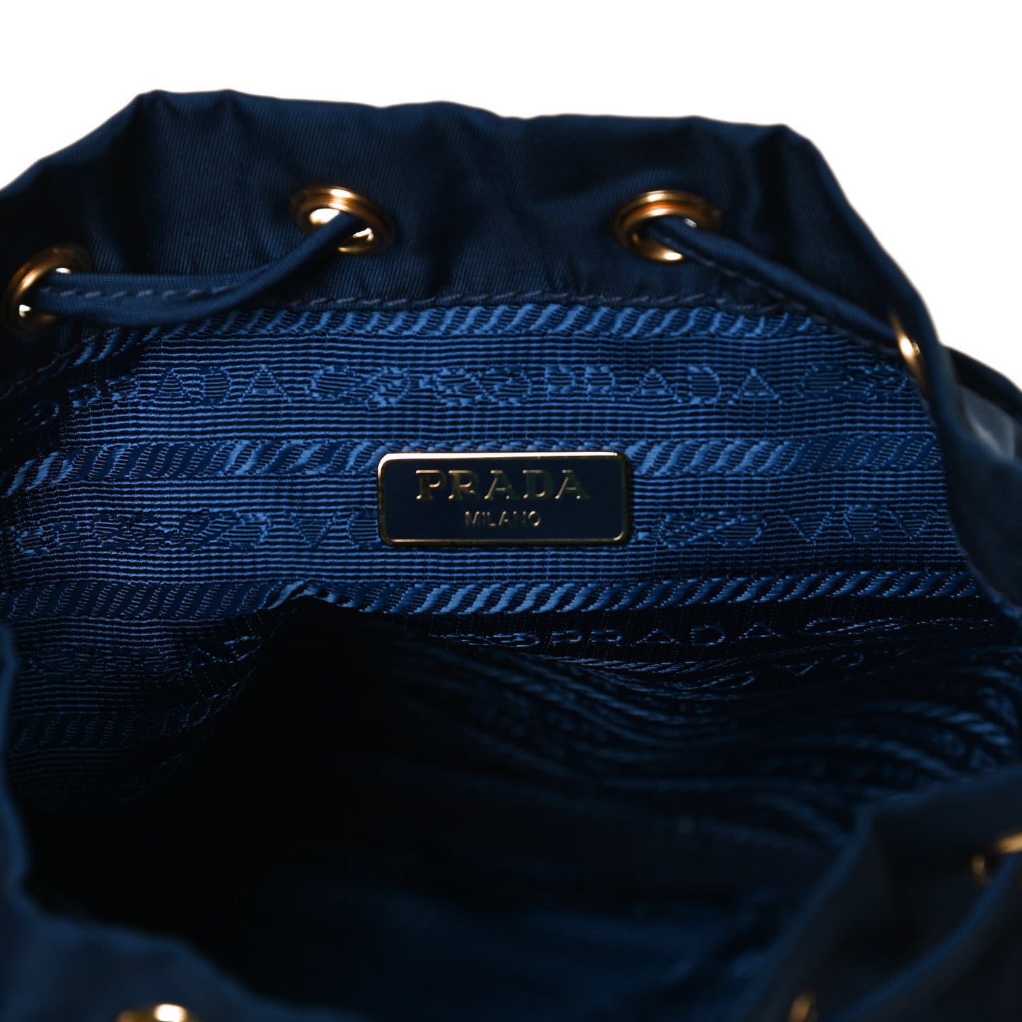 Saffiano Tessuto Nylon Vela Bucket Wristlet Blue