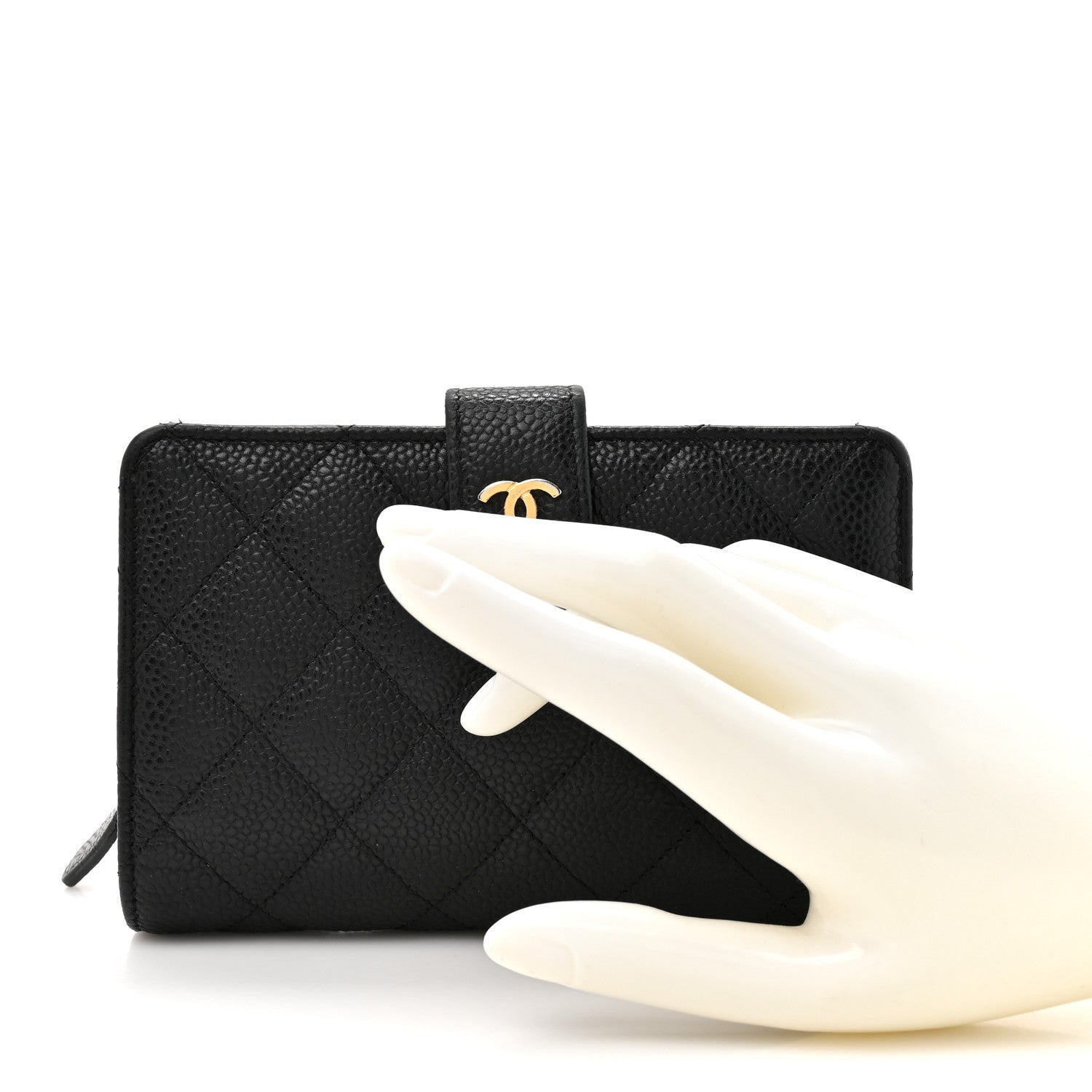 Chanel Caviar Quilted Zipped Pocket Wallet Black 2 of 10