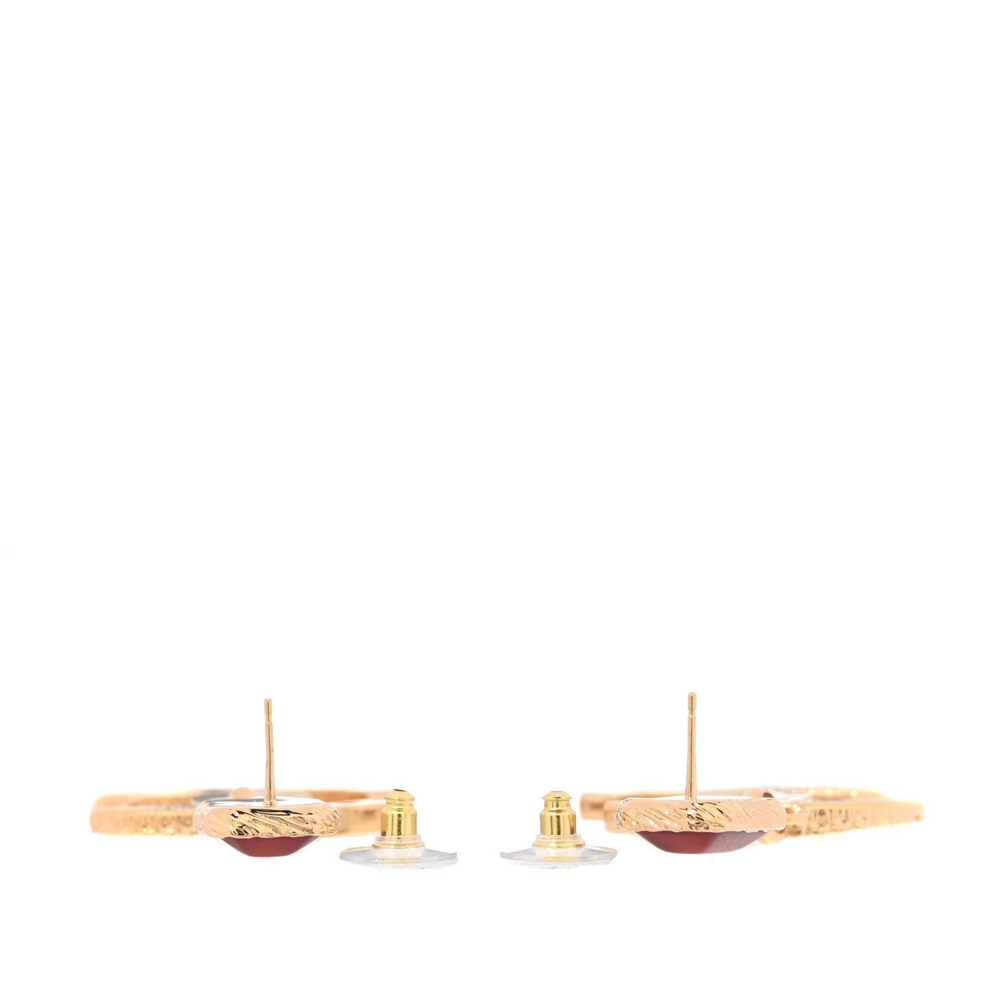 Metal Gripoix Enamel CC Drop Earring  Gold Black Red