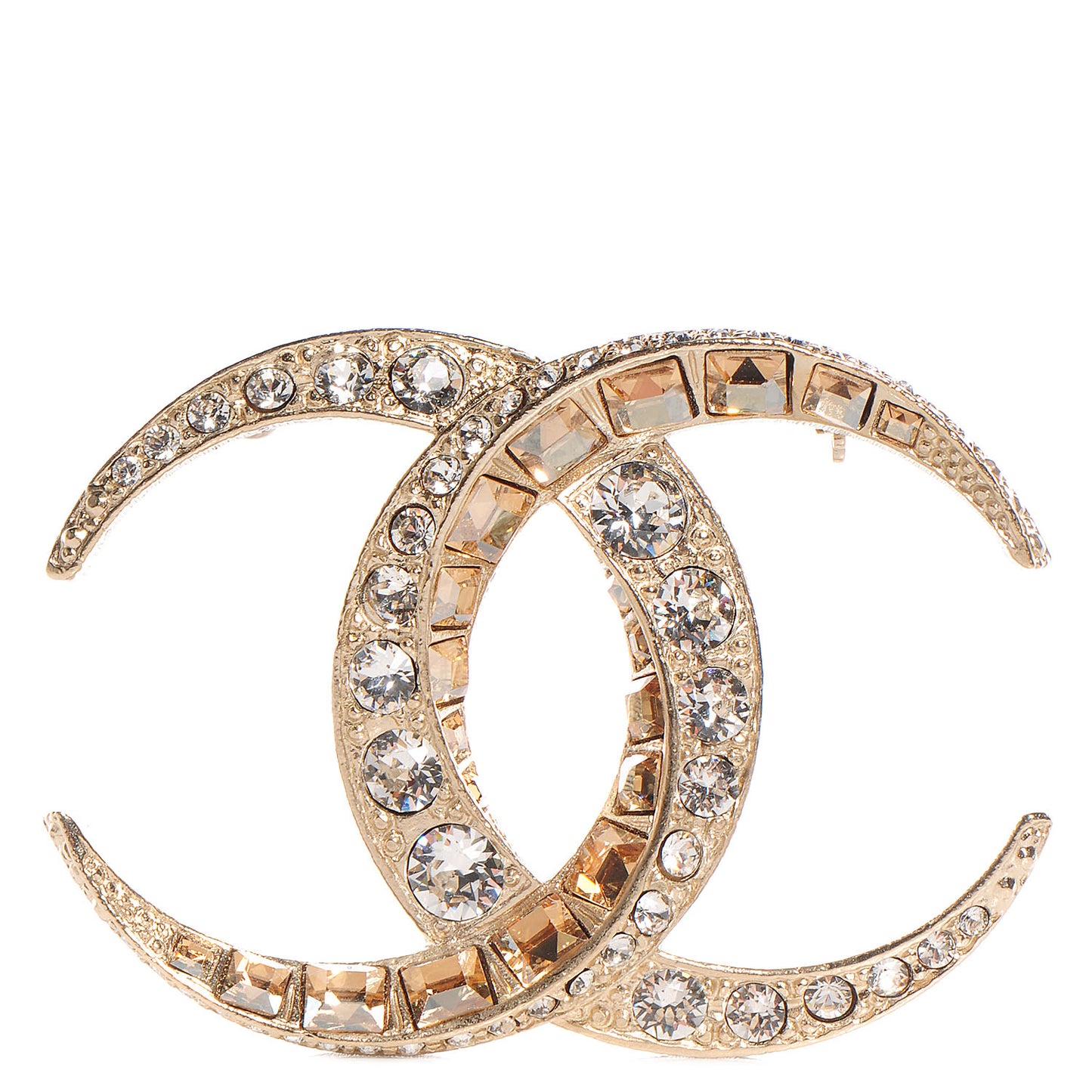 Crystal Large CC Brooch Gold