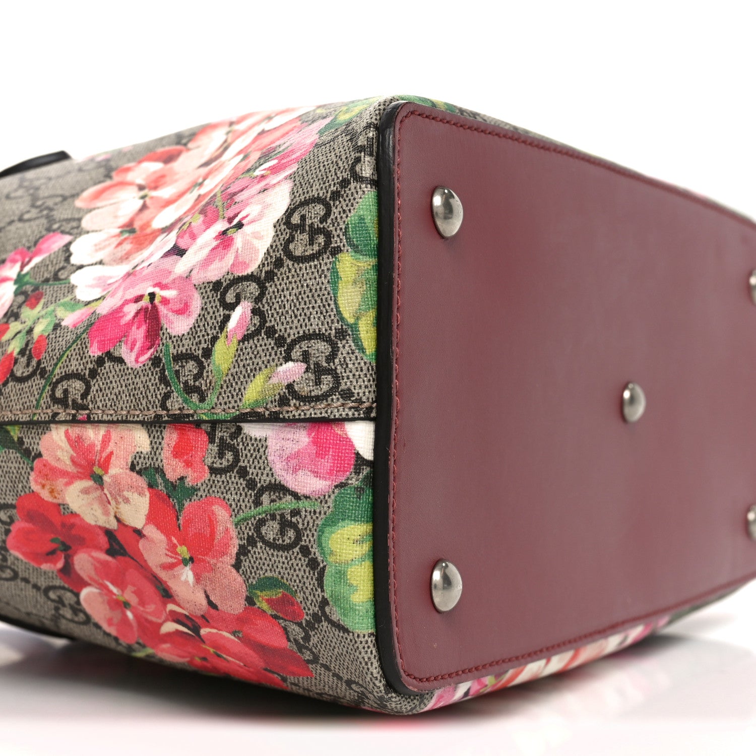 Gucci GG Supreme Monogram Blooms Linea A Foldover Tote Beige Multicolor Dry Rose 9 of 10