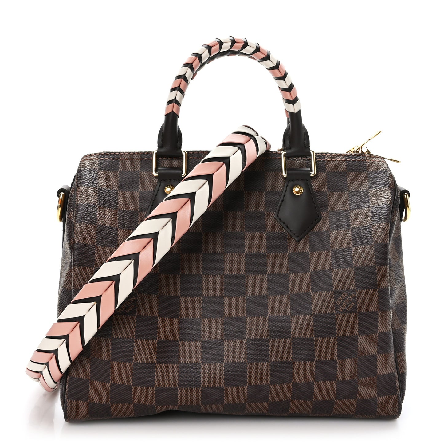 Damier Ebene Braided Speedy Bandouliere 25 Pink