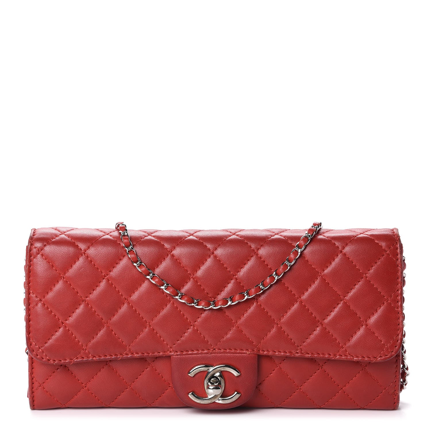 Chanel Lambskin Quilted Chain Clutch Flap Red 1 of 17