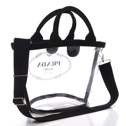 Prada Plexiglass Canapa Small Shopper Tote Black 4 of 9