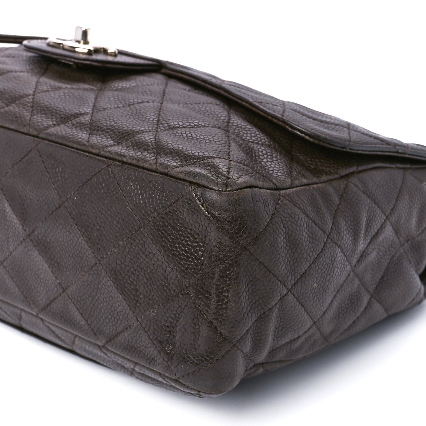 Caviar Quilted Jumbo Single Flap Dark Brown