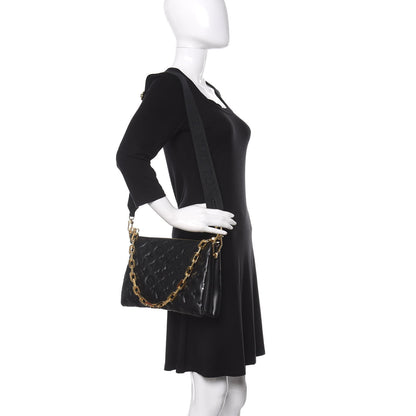 Louis Vuitton Lambskin Embossed Monogram Coussin PM Black 2 of 11